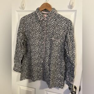Victoria’s Secret Leopard Print Pajama Top Women’s Medium Pink Trim Button Down